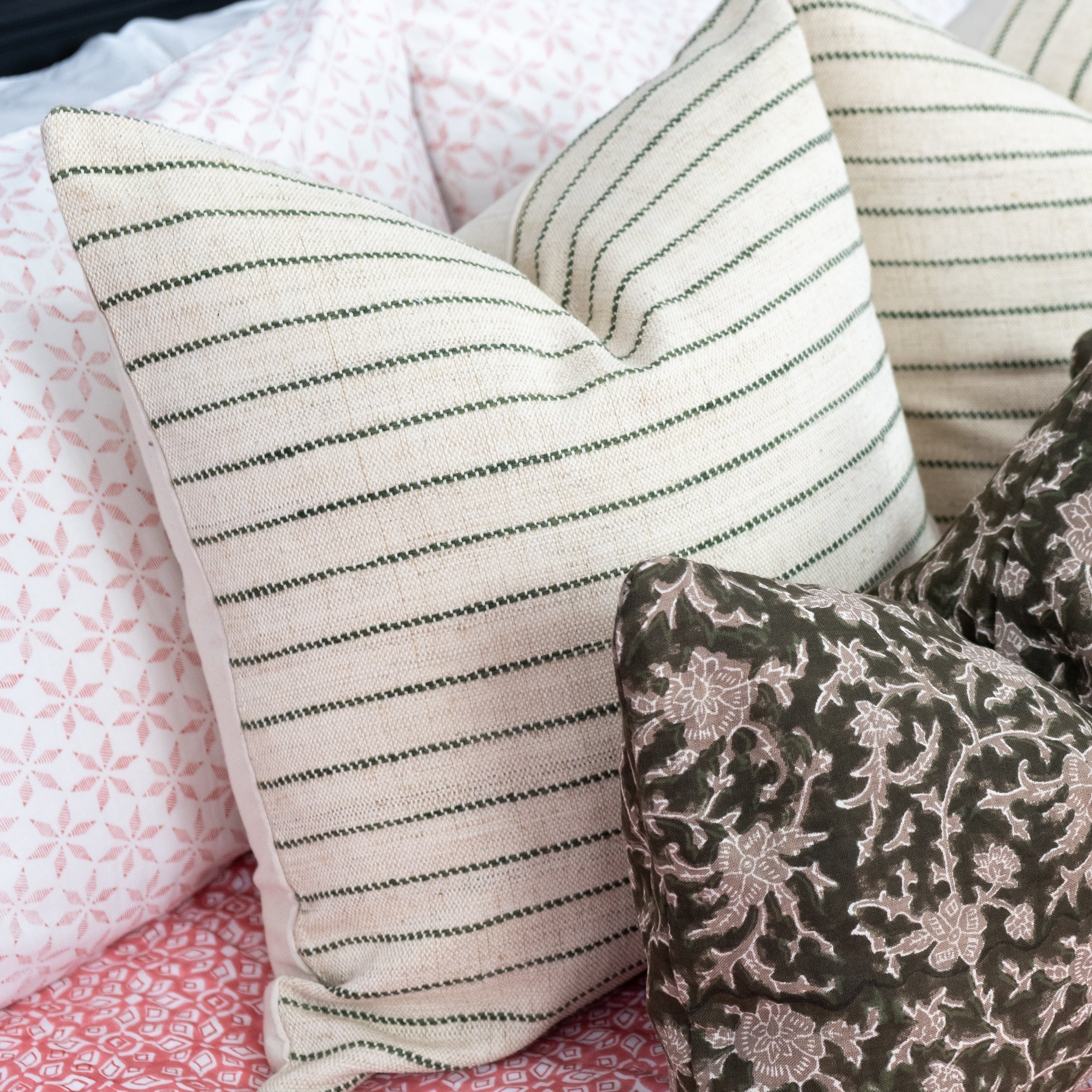 Brittany Olive Linen Pillow