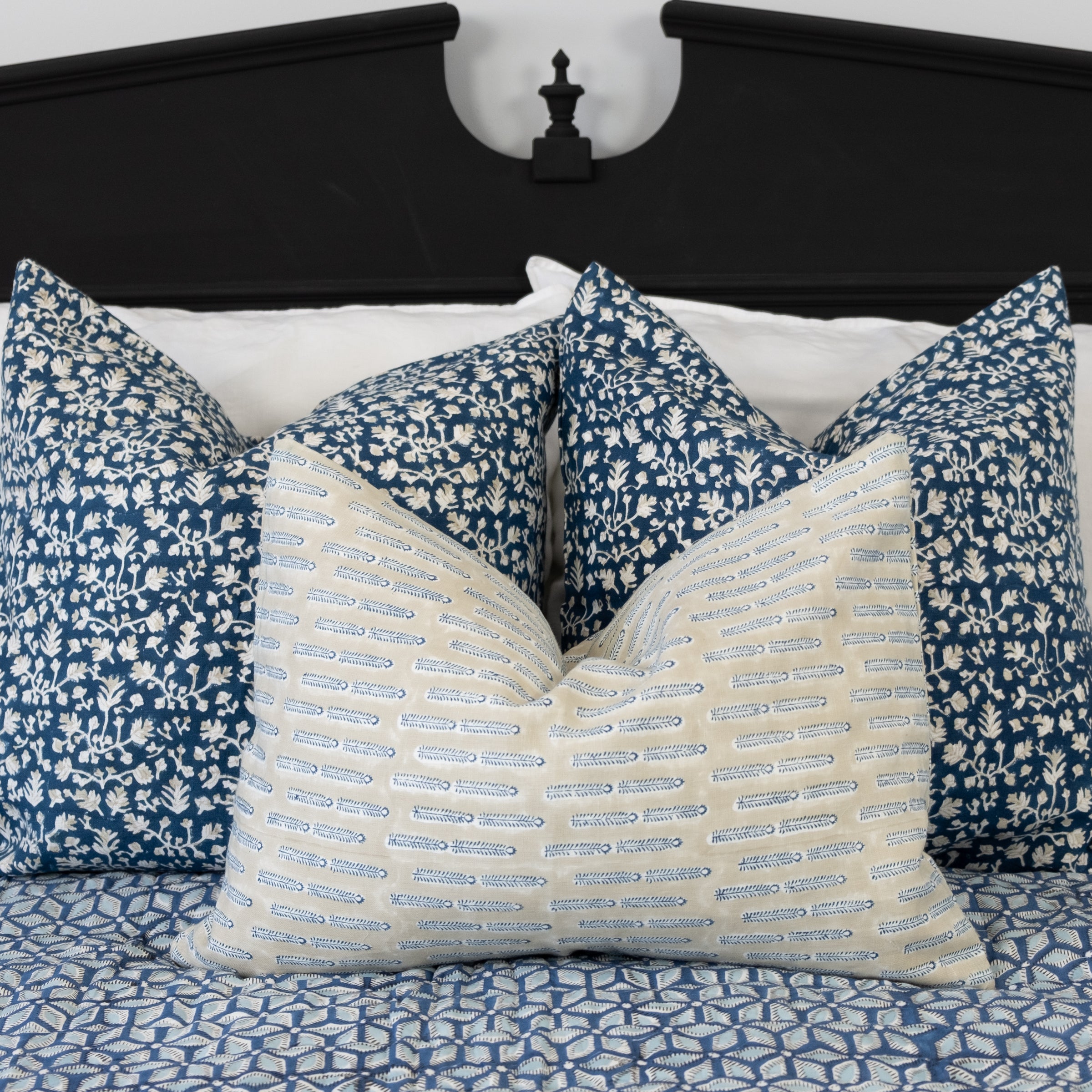 Savannah Navy Mist Linen Pillow