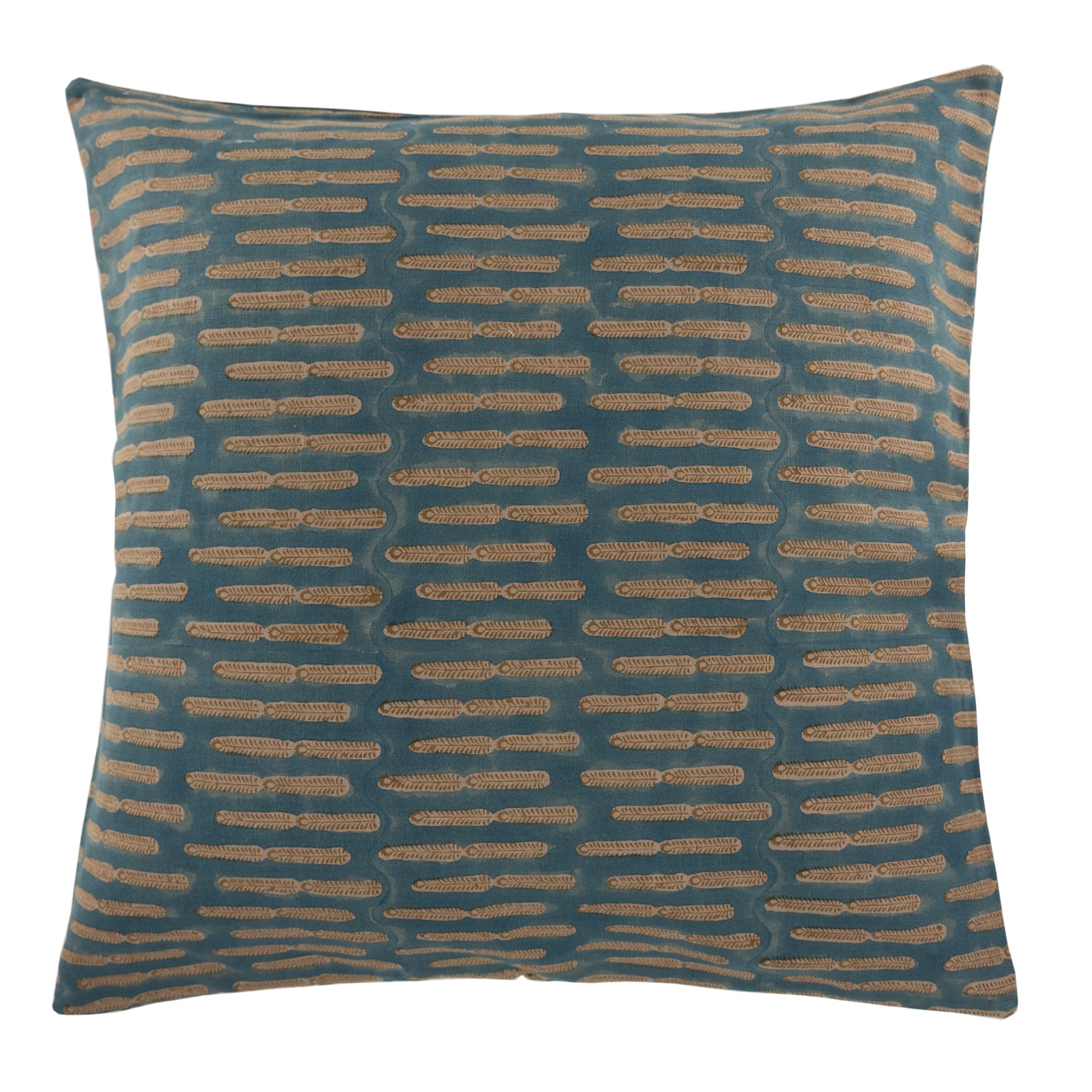 Savannah Blue Tan Linen Pillow