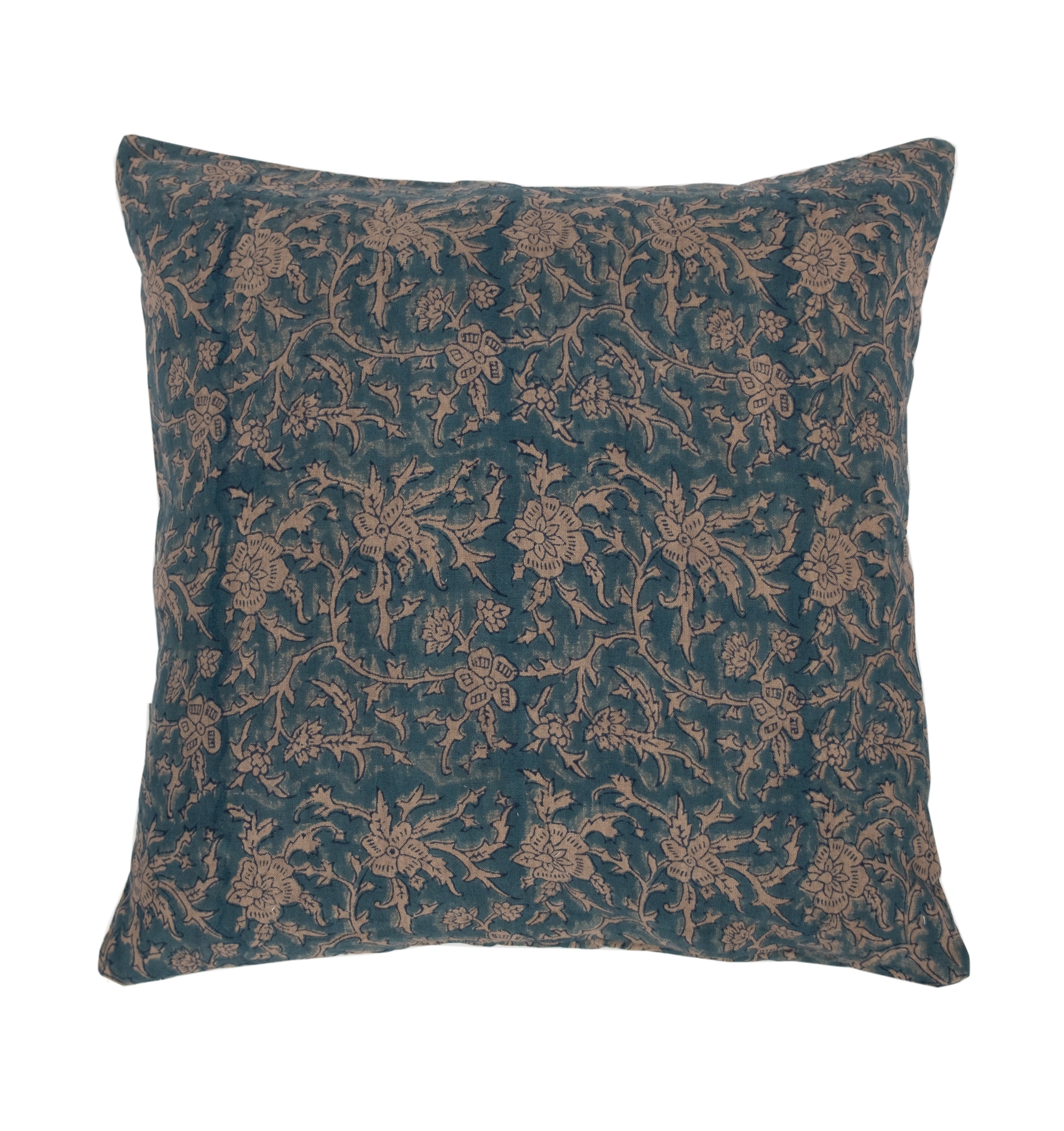 Brittany Blue Tan Linen Pillow