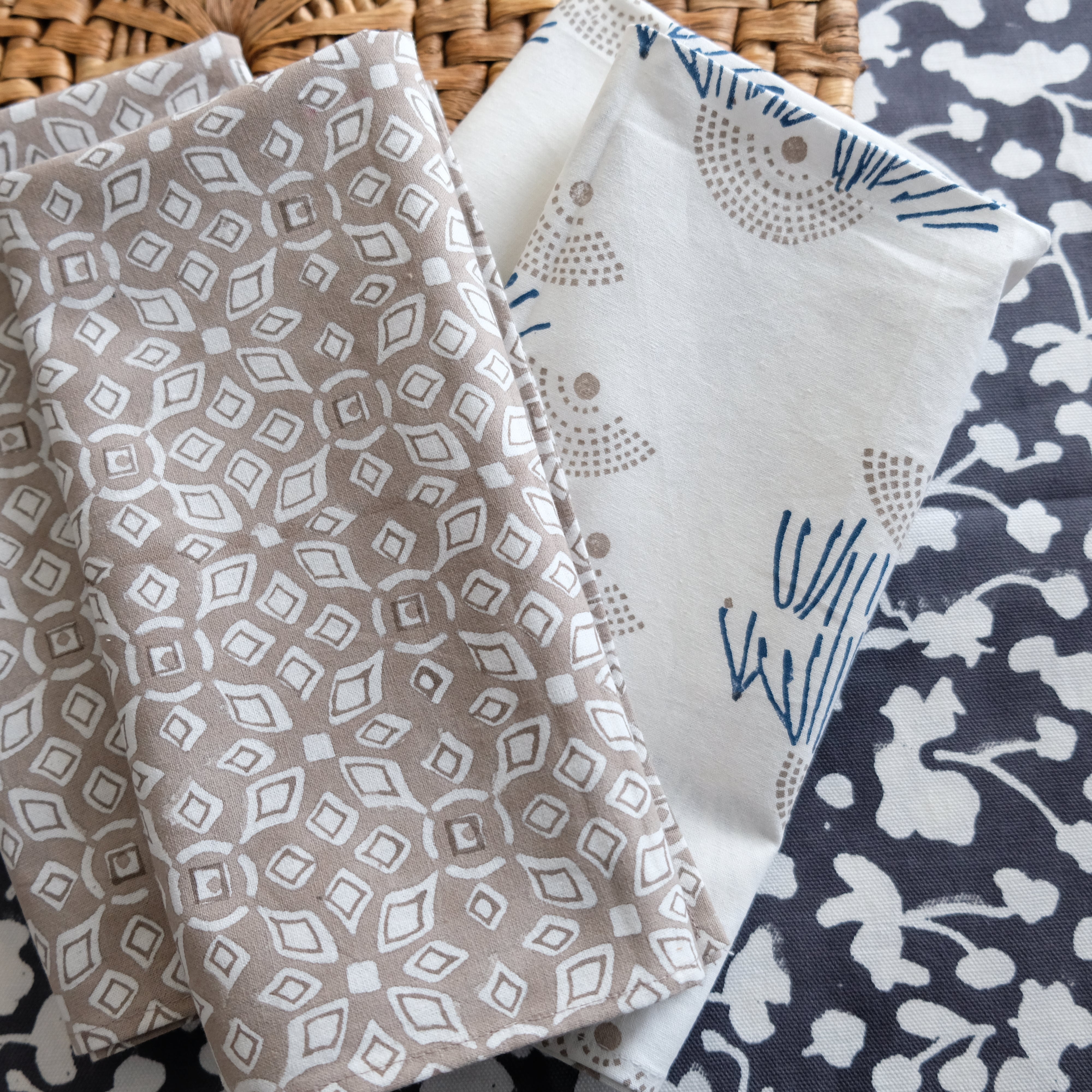 Lara Tan Block printed Napkin - ALLEM STUDIO