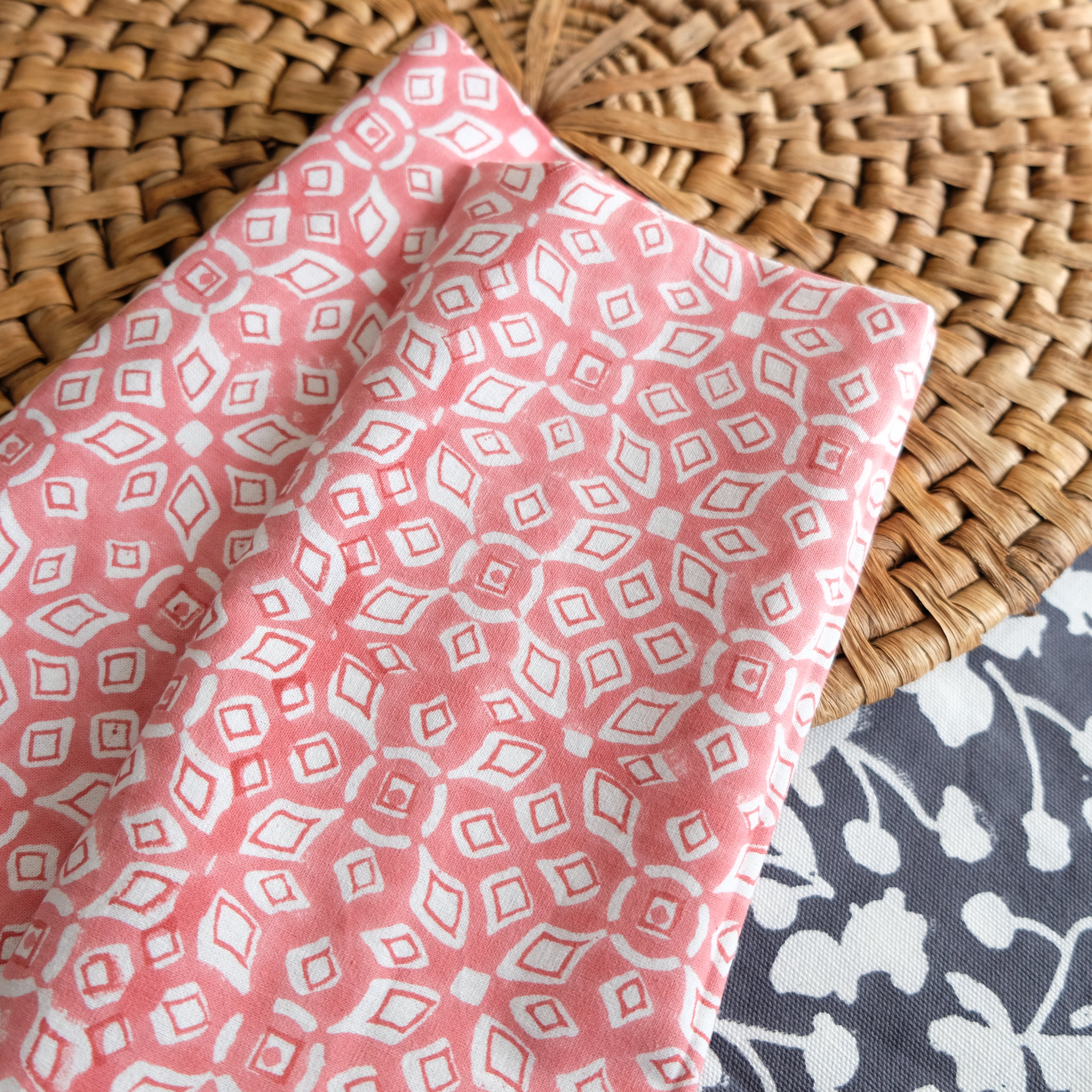 Lara block printed Coral Napkin - ALLEM STUDIO