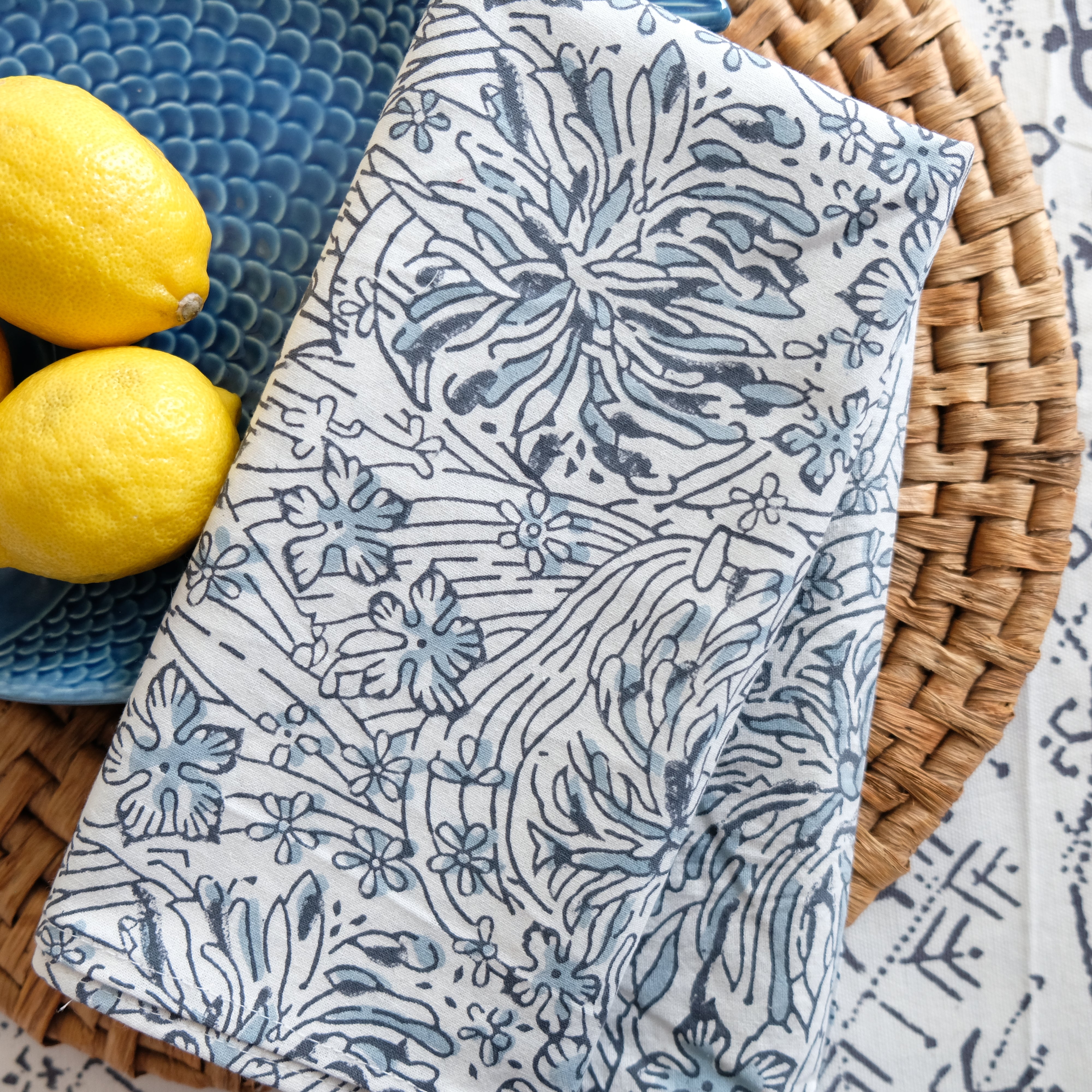 Chrysanthemum Block print Napkin - ALLEM STUDIO