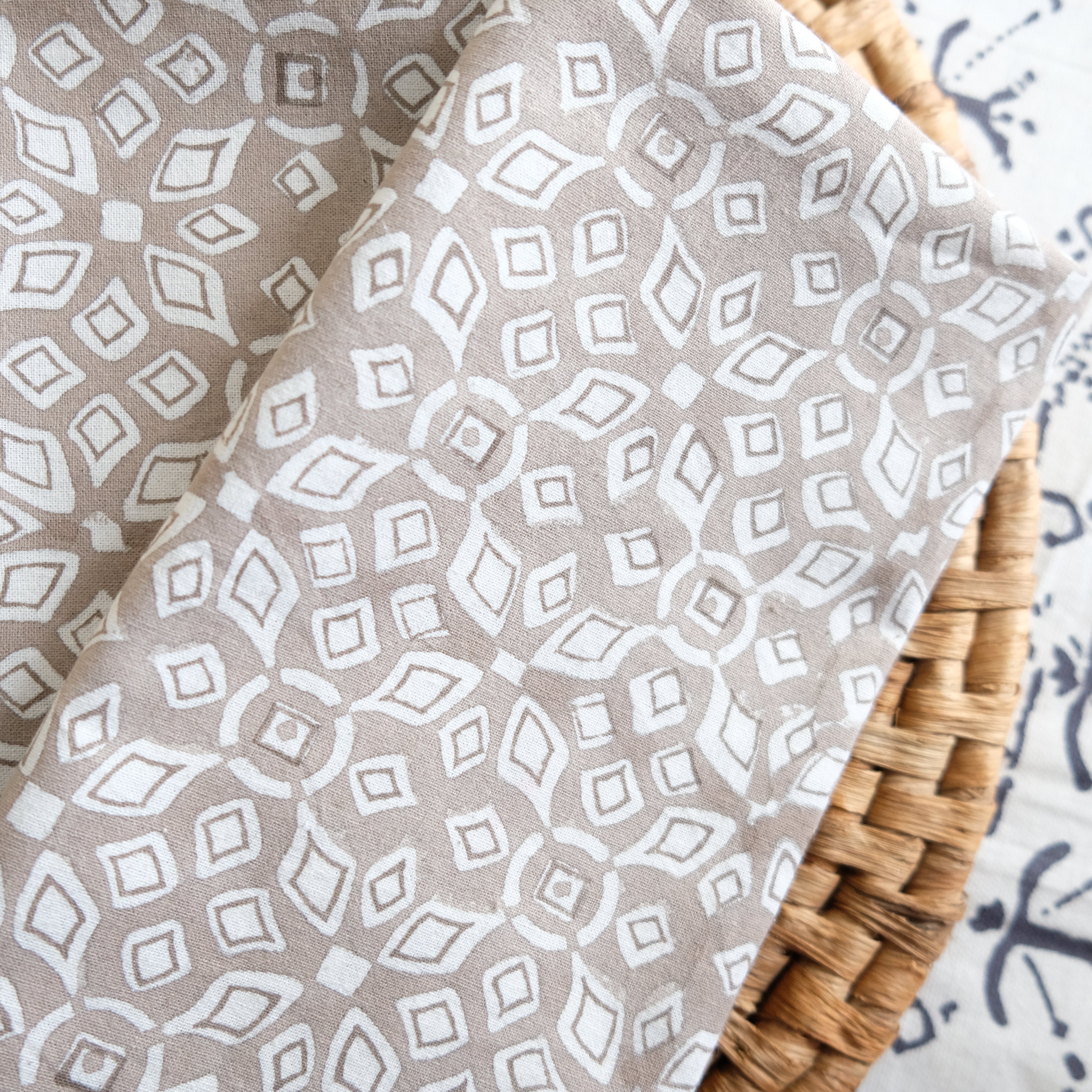 Lara Tan Block printed Napkin - ALLEM STUDIO