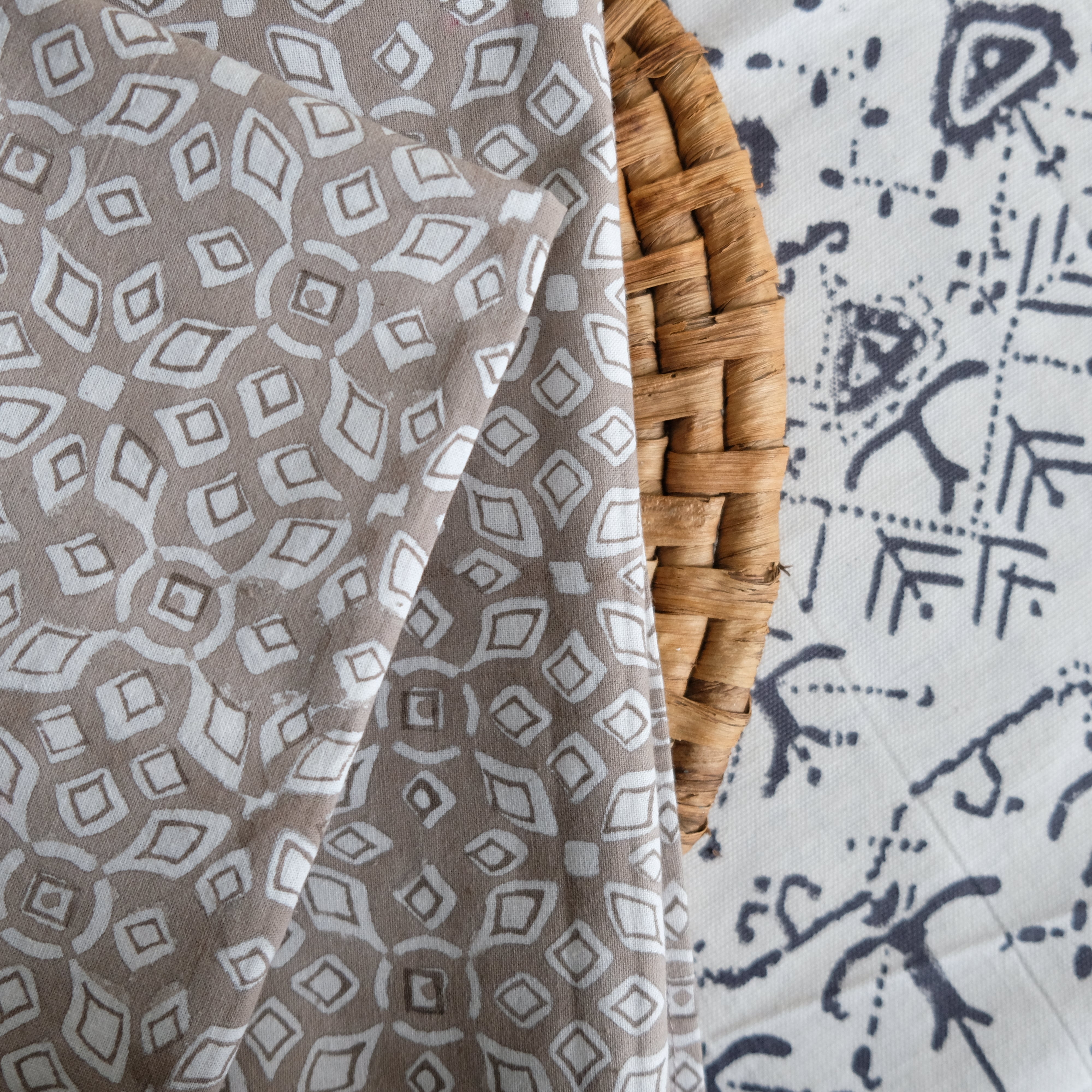 Lara Tan Block printed Napkin - ALLEM STUDIO