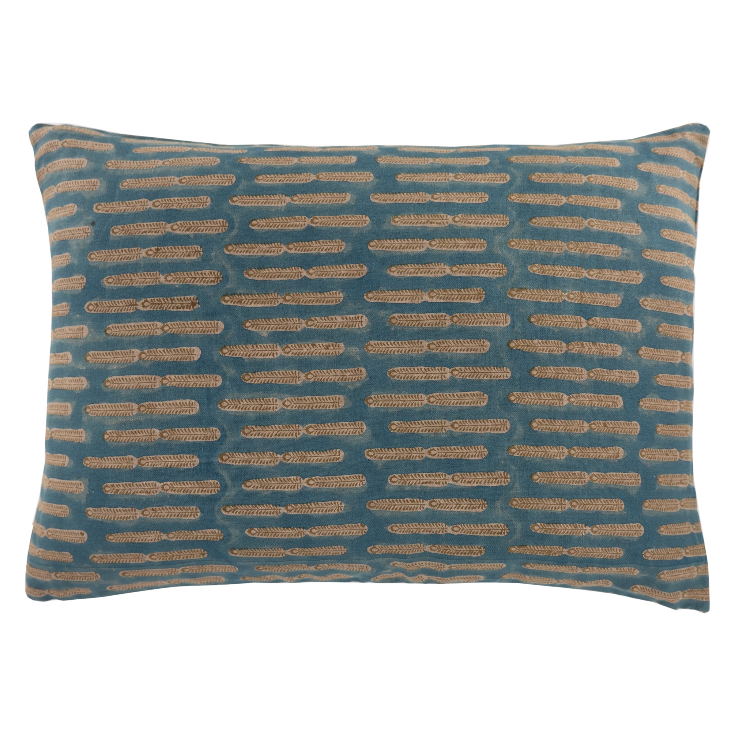 Savannah Blue Tan Linen Pillow