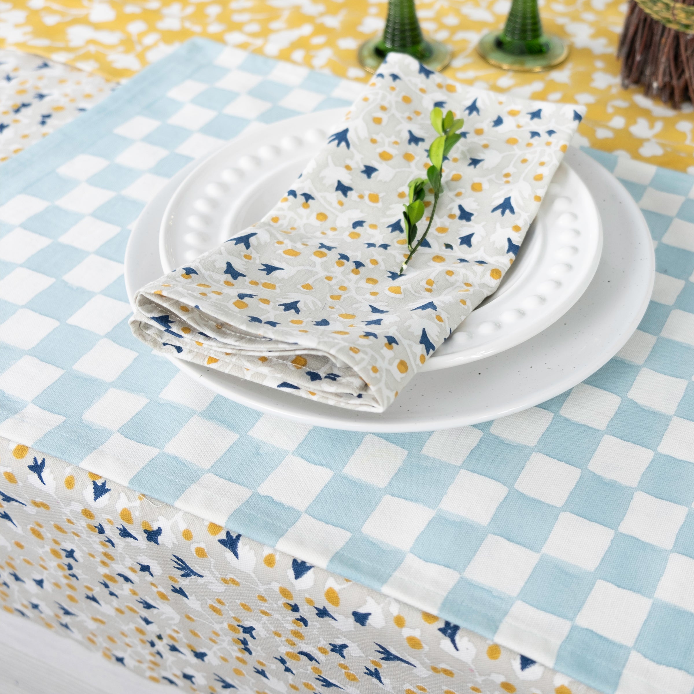 Anna Blue Dijon Tablecloth