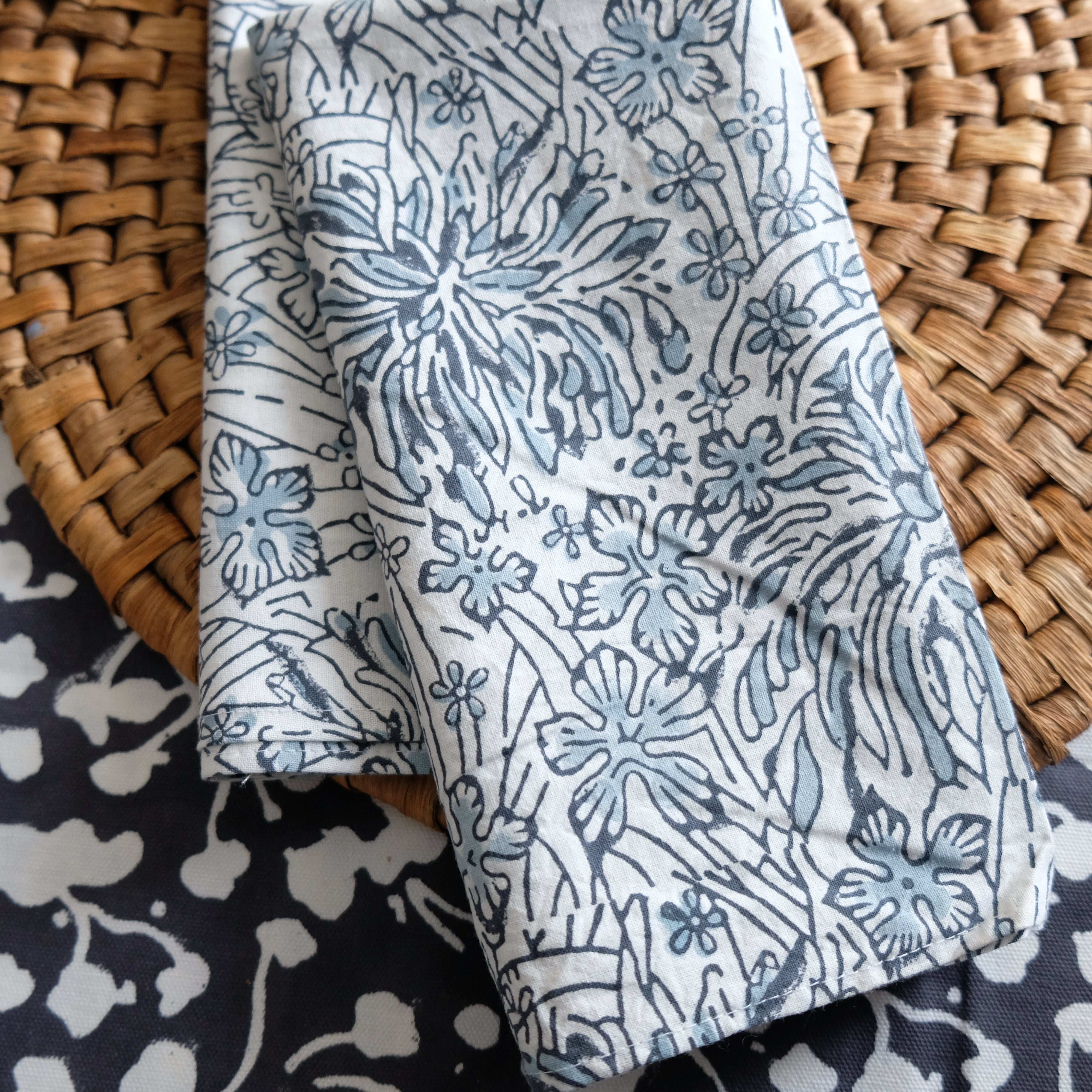 Chrysanthemum Block print Napkin - ALLEM STUDIO